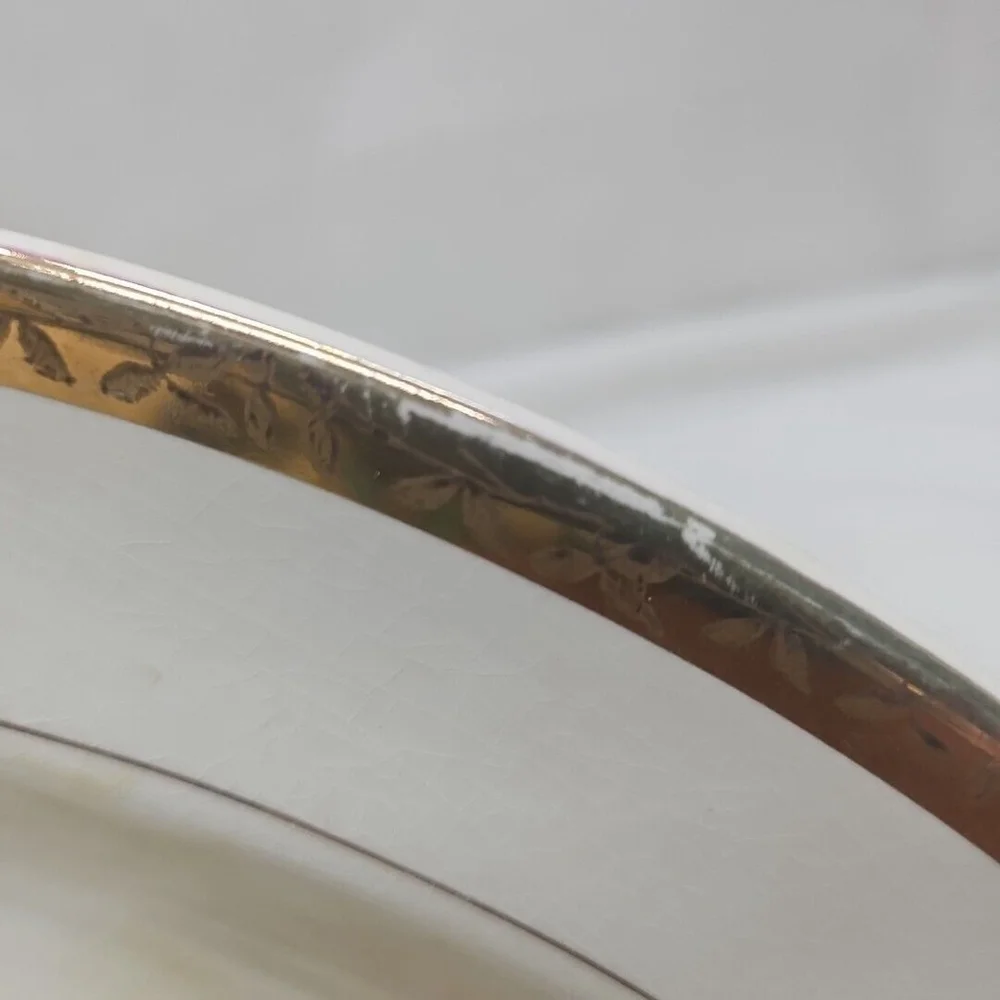 Vintage 22K Gold Rare Oval Serving Dish The Etched Design Sebring Pottery USA - Picture 3 of 16